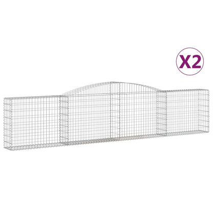 vidaXL Arched Gabion Baskets 2 pcs 157.5"x11.8"x31.5"/39.4" Galvanized Iron-3