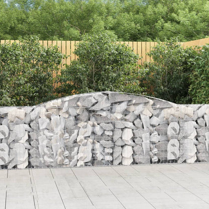 vidaXL Arched Gabion Baskets 2 pcs 157.5"x11.8"x31.5"/39.4" Galvanized Iron-0