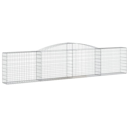 vidaXL Arched Gabion Baskets 3 pcs 157.5"x11.8"x31.5"/39.4" Galvanized Iron-0