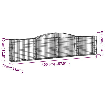 vidaXL Arched Gabion Baskets 3 pcs 157.5"x11.8"x31.5"/39.4" Galvanized Iron-3
