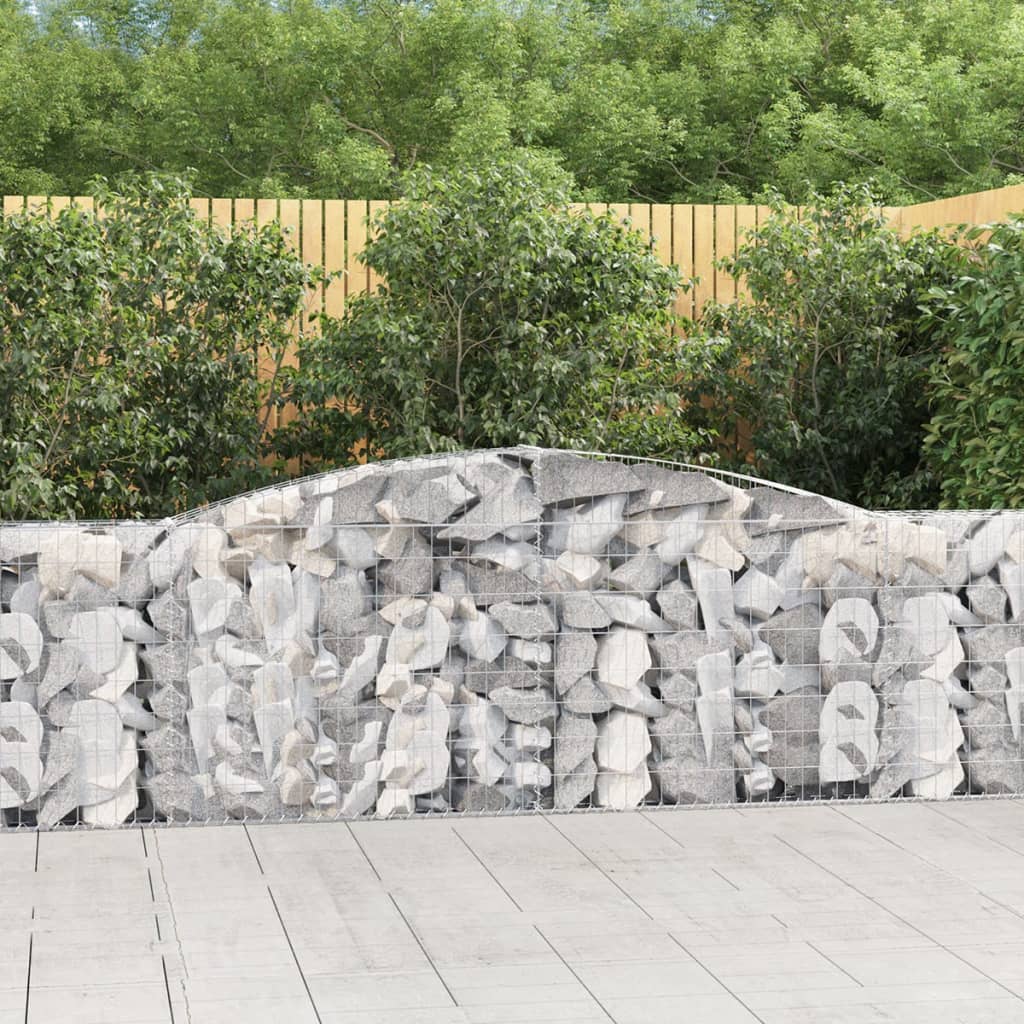 vidaXL Arched Gabion Baskets 3 pcs 157.5"x11.8"x31.5"/39.4" Galvanized Iron-2