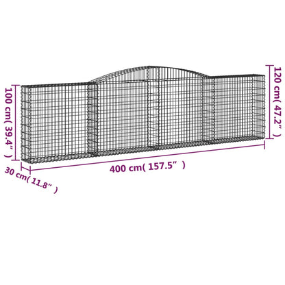vidaXL Arched Gabion Baskets 7 pcs 157.5"x11.8"x39.4"/47.2" Galvanized Iron-3