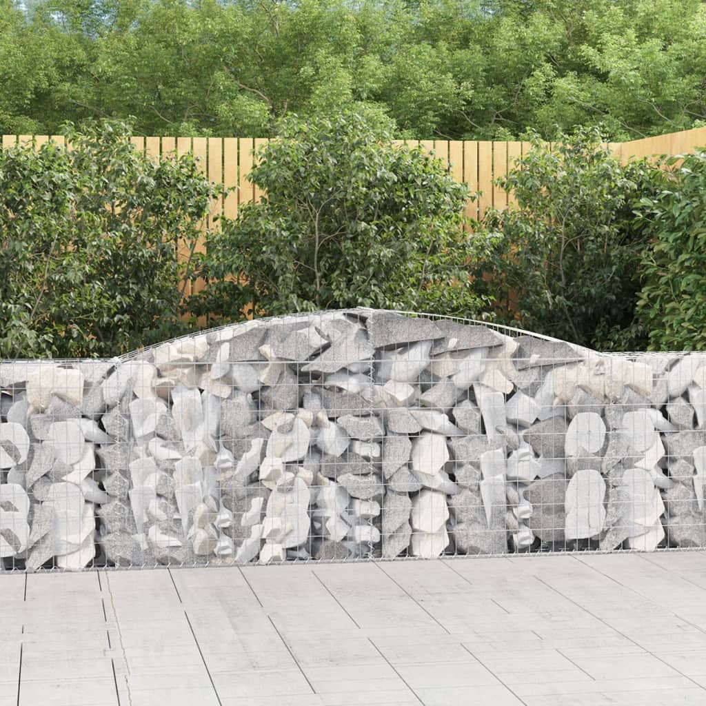 vidaXL Arched Gabion Baskets 7 pcs 157.5"x11.8"x39.4"/47.2" Galvanized Iron-2
