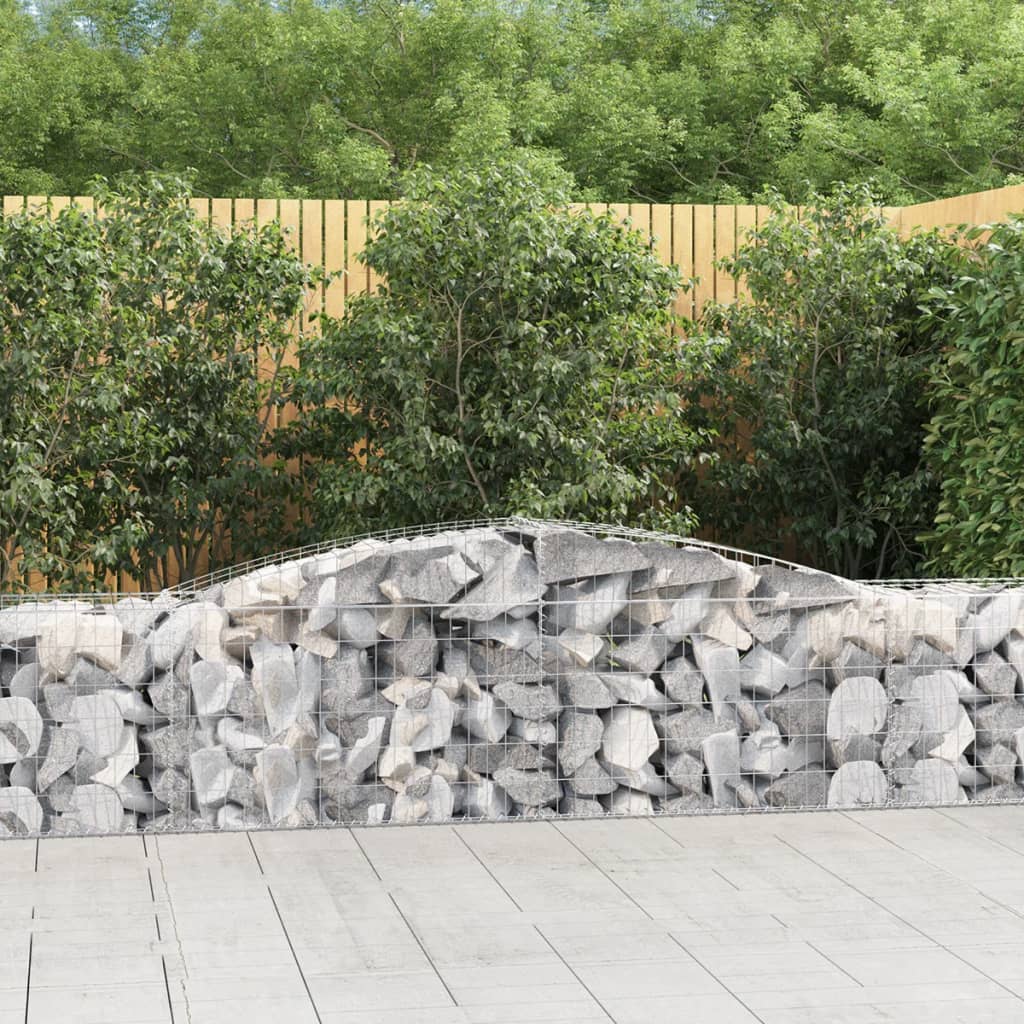 vidaXL Arched Gabion Baskets 5 pcs 157.5"x19.7"x23.6"/31.5" Galvanized Iron-2