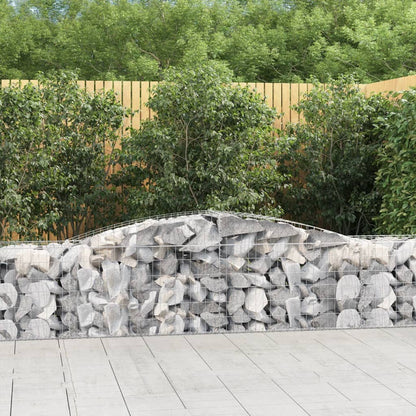 vidaXL Arched Gabion Baskets 5 pcs 157.5"x19.7"x23.6"/31.5" Galvanized Iron-2