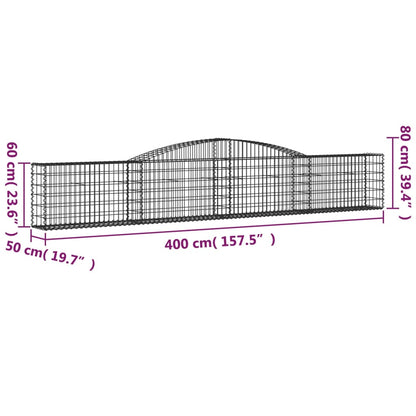 vidaXL Arched Gabion Baskets 6 pcs 157.5"x19.7"x23.6"/31.5" Galvanized Iron