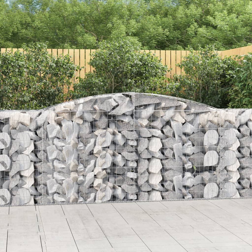 vidaXL Arched Gabion Baskets 3 pcs 157.5"x19.7"x39.4"/47.2" Galvanized Iron-2