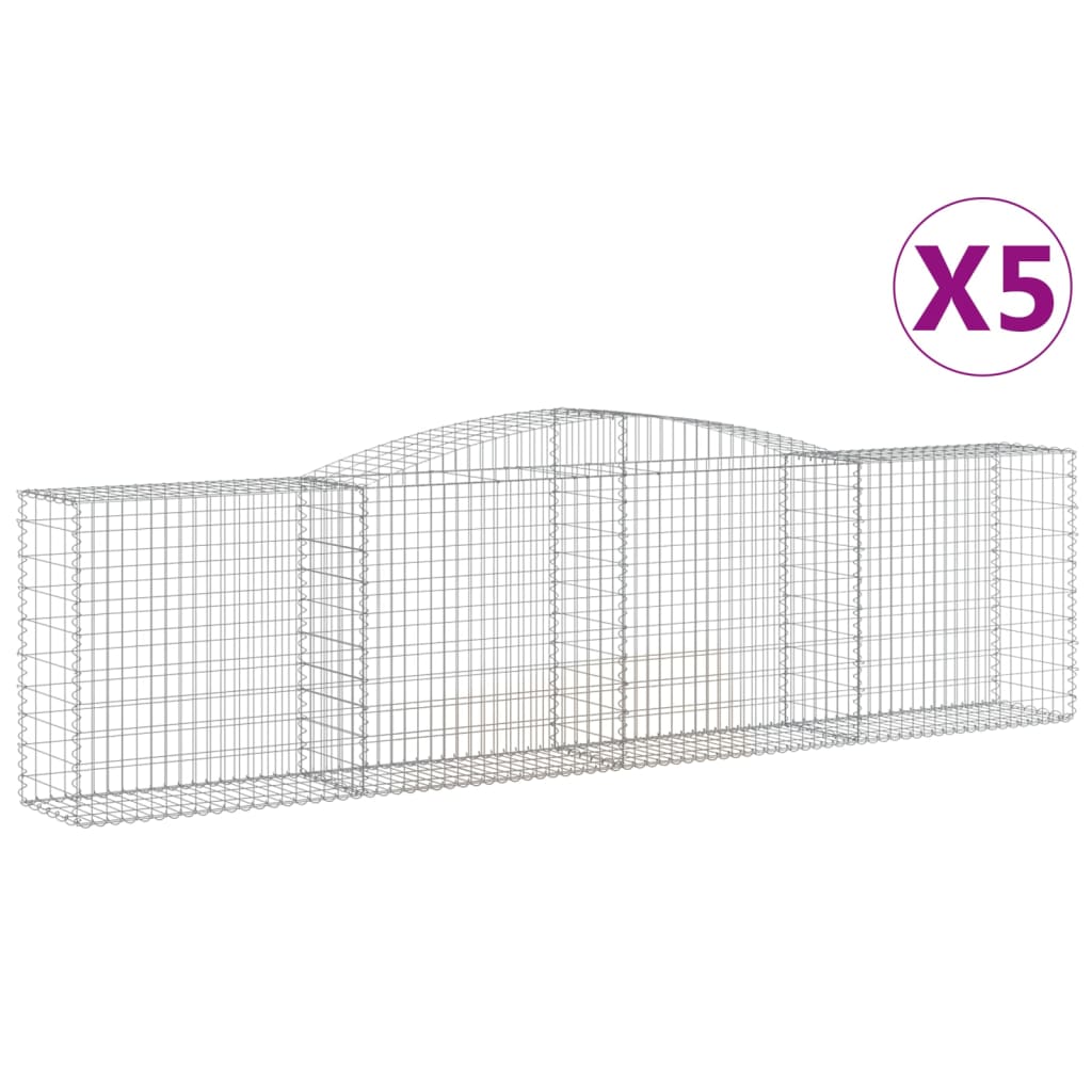 vidaXL Arched Gabion Baskets 5 pcs 157.5"x19.7"x39.4"/47.2" Galvanized Iron-3
