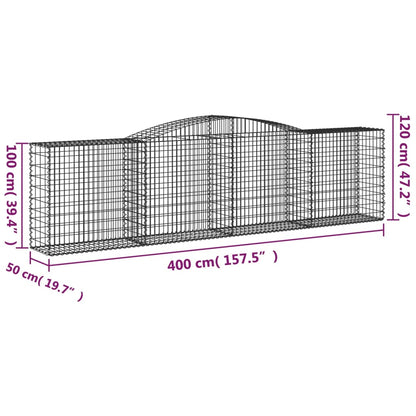 vidaXL Arched Gabion Baskets 5 pcs 157.5"x19.7"x39.4"/47.2" Galvanized Iron-4