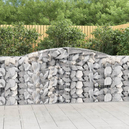 vidaXL Arched Gabion Baskets 5 pcs 157.5"x19.7"x39.4"/47.2" Galvanized Iron-0