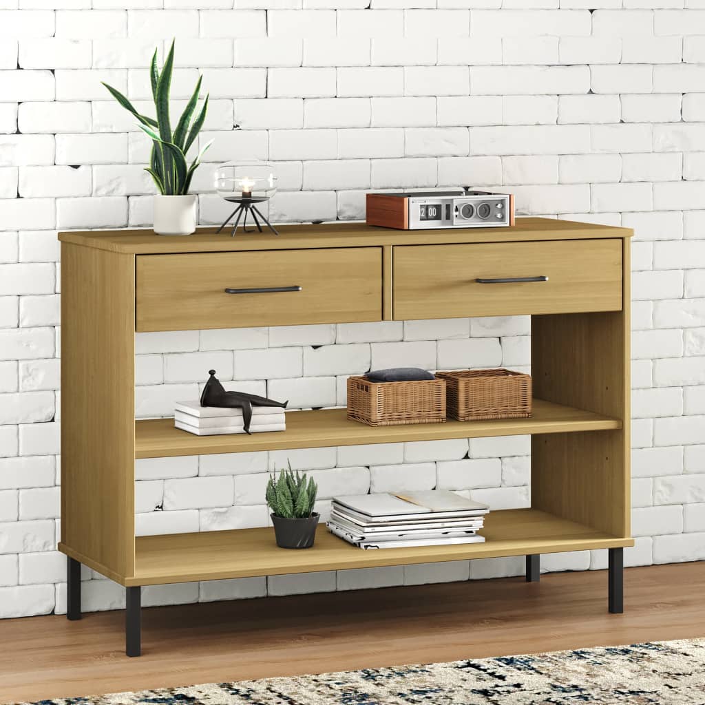 vidaXL Console Cabinet Buffet Storage with Metal Legs Solid Wood Pine OSLO-5
