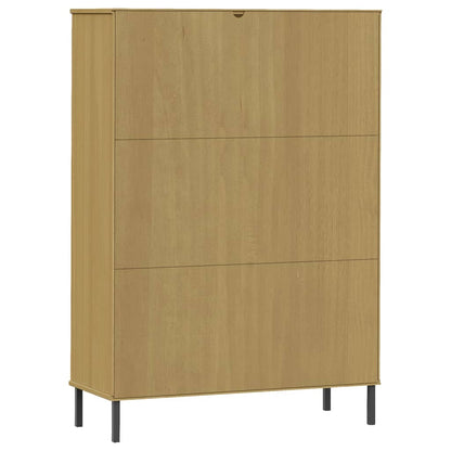 vidaXL Bookshelf Book Cabinet with Metal Legs Storage Cabinet OSLO Solid Wood-3