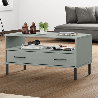 vidaXL Coffee Table Accent Side Sofa End Table with Metal Legs Solid Wood OSLO-5