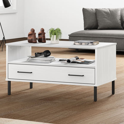 vidaXL Coffee Table Accent Side Sofa End Table with Metal Legs Solid Wood OSLO-6