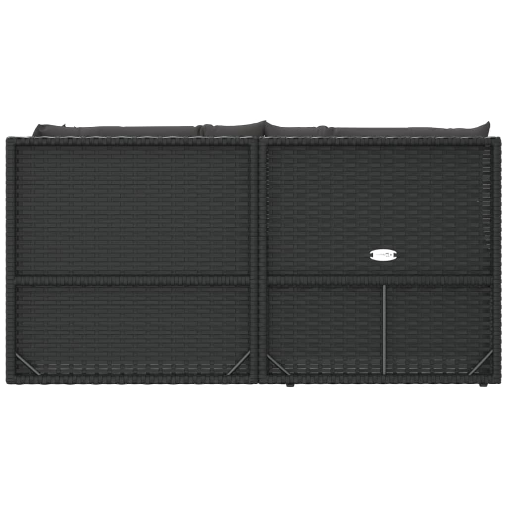 vidaXL 5 Piece Patio Lounge Set with Cushions Black Poly Rattan-3