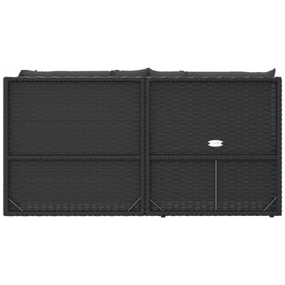 vidaXL 5 Piece Patio Lounge Set with Cushions Black Poly Rattan-3