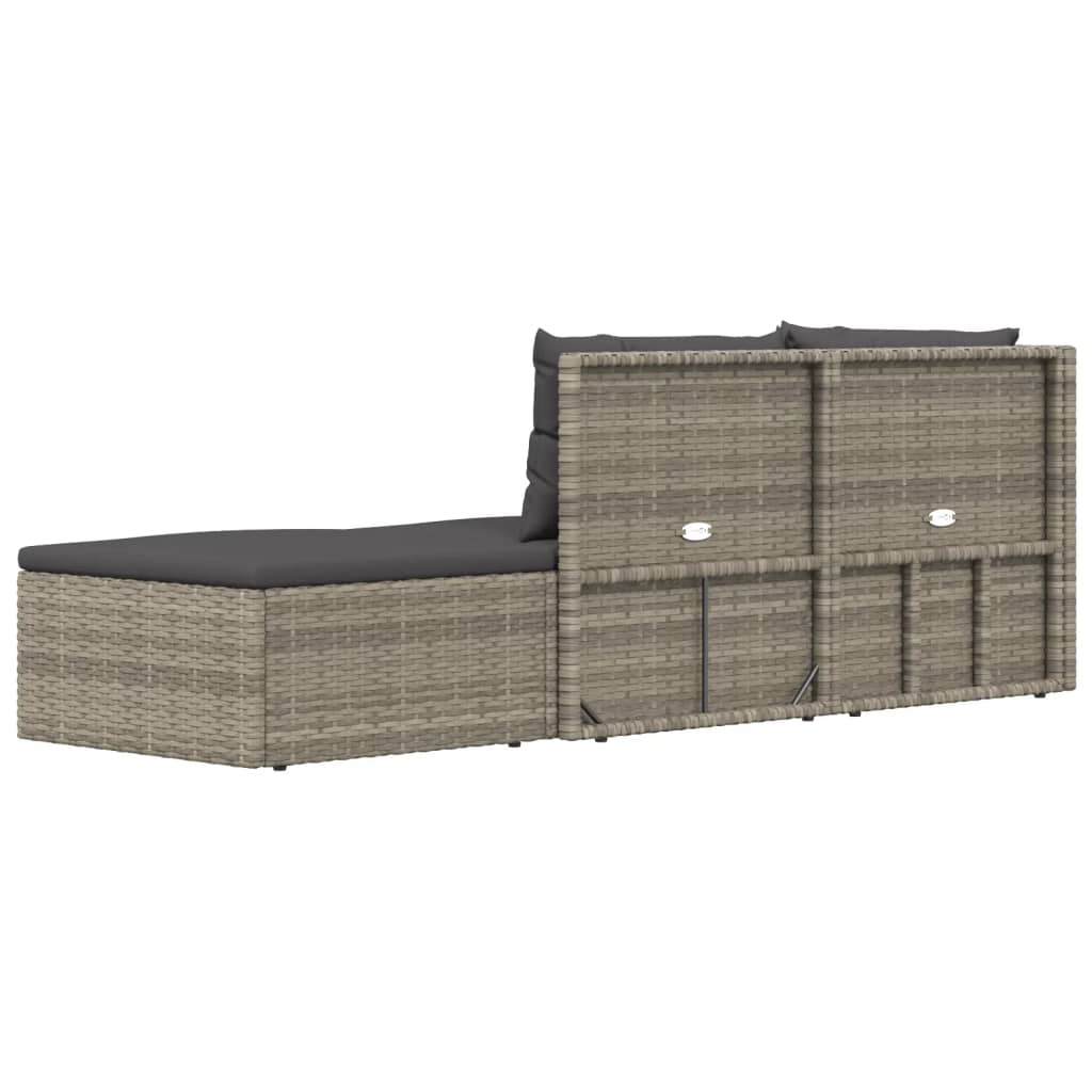 vidaXL 3 Piece Patio Lounge Set with Cushions Gray Poly Rattan-4