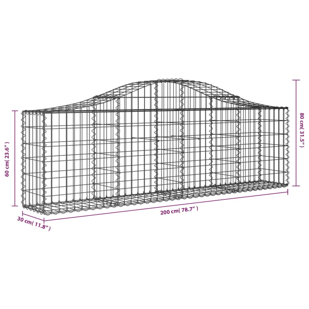 vidaXL Gabion Basket Arched Gabion Basket Planter for Flower Galvanized Iron-2
