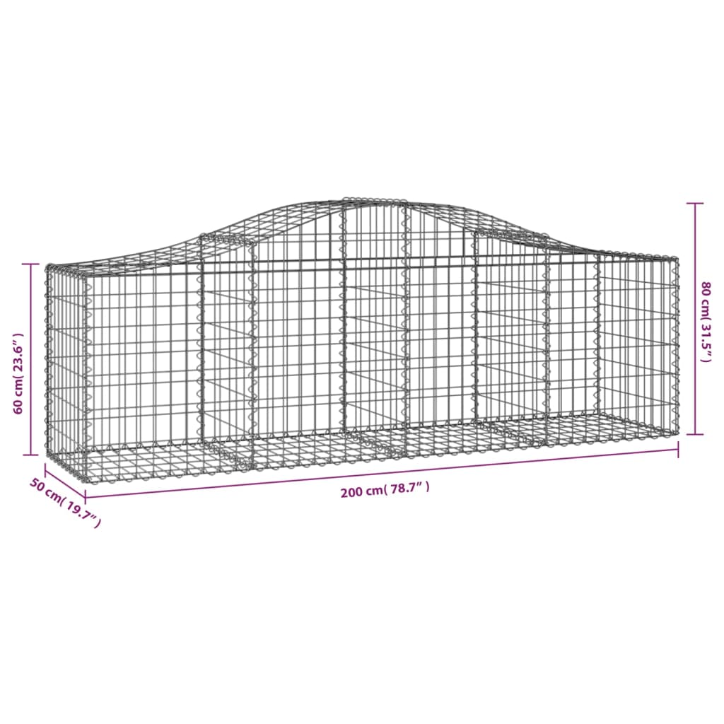 vidaXL Gabion Basket Arched Gabion Basket Planter for Flower Galvanized Iron-2
