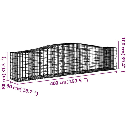 vidaXL Gabion Basket Arched Gabion Basket Planter for Flower Galvanized Iron-2