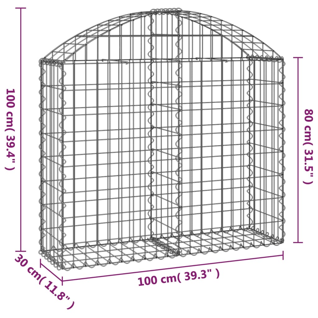 vidaXL Gabion Basket Arched Gabion Basket Planter for Flower Galvanized Iron-4