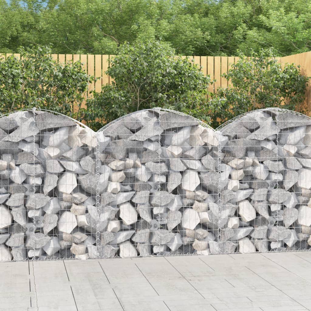 vidaXL Gabion Basket Arched Gabion Basket Planter for Flower Galvanized Iron-11