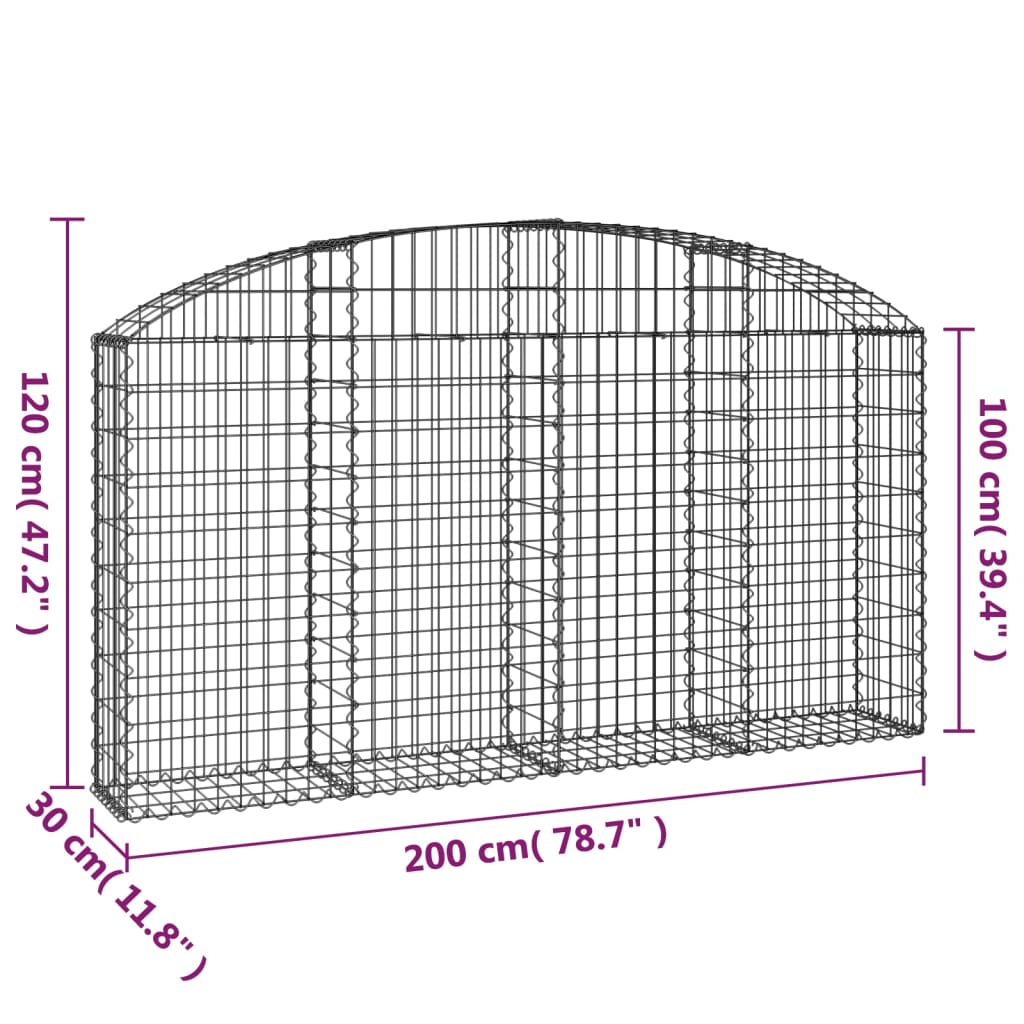 vidaXL Gabion Basket Arched Gabion Basket Planter for Flower Galvanized Iron-1