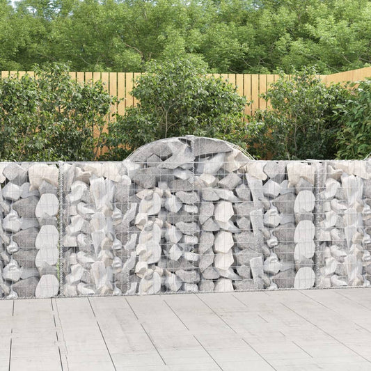 vidaXL Arched Gabion Basket 78.7"x11.8"x39.4"/47.2" Galvanized Iron-0