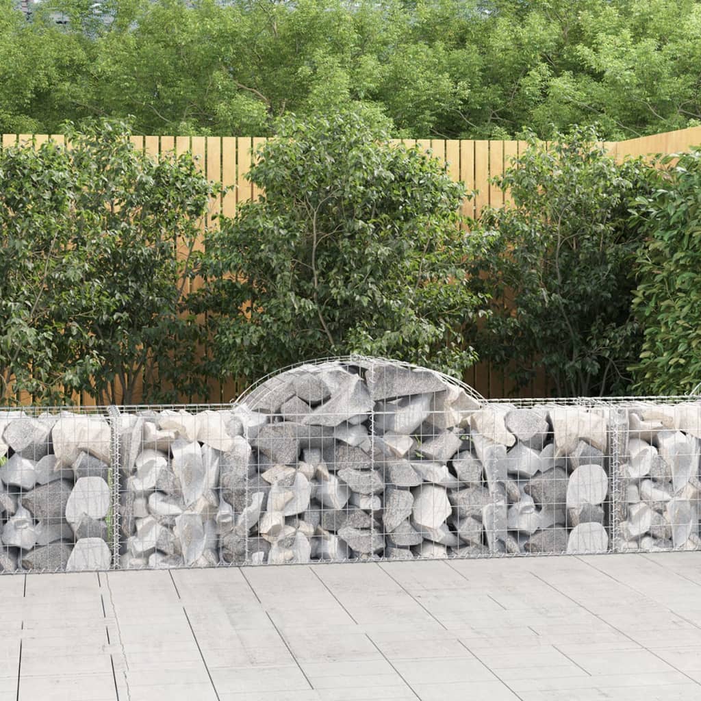 vidaXL Arched Gabion Basket 78.7"x19.7"x23.6"/31.5" Galvanized Iron-0