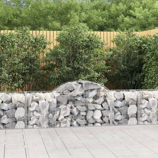 vidaXL Arched Gabion Basket 78.7"x19.7"x23.6"/31.5" Galvanized Iron-0