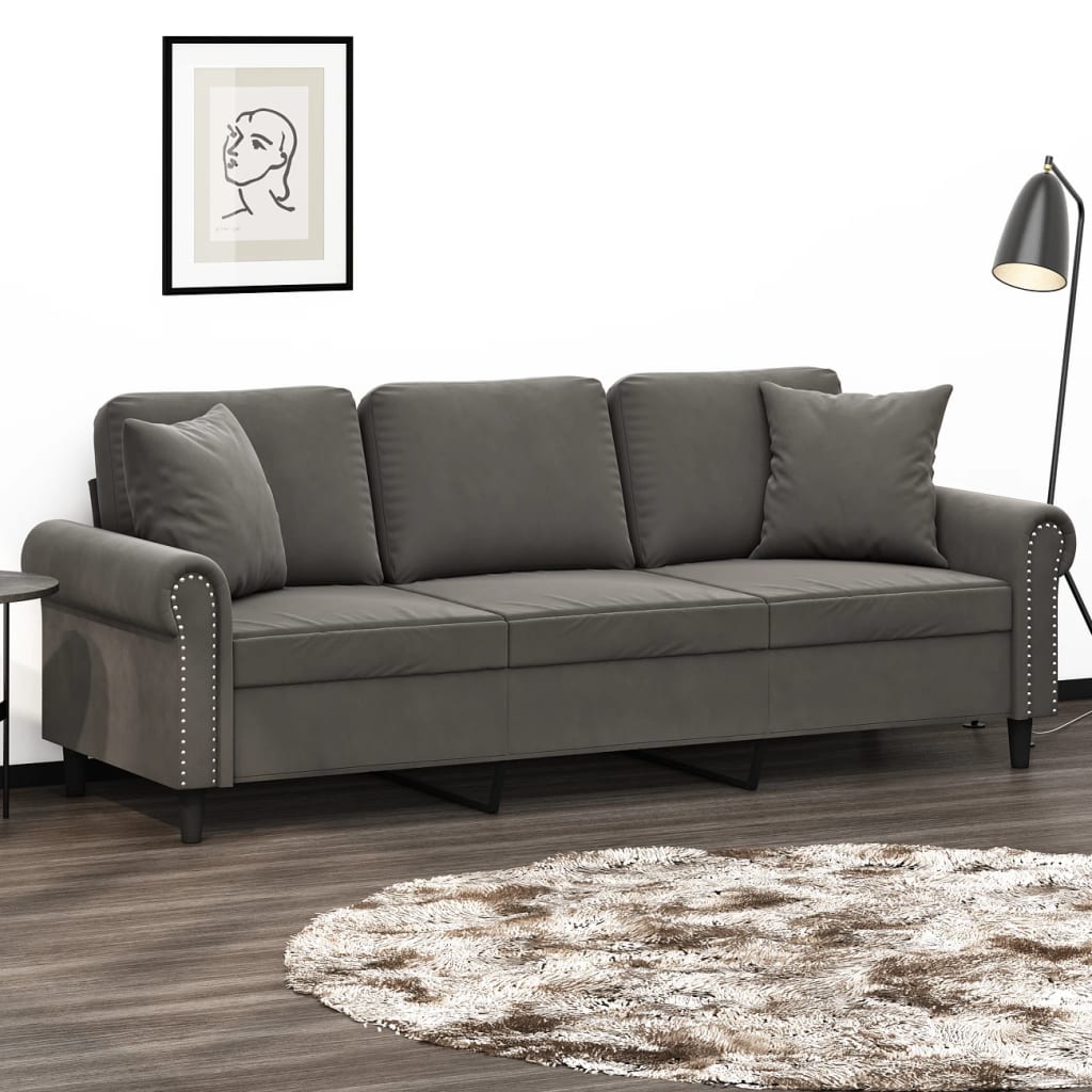 vidaXL Sofa Sectional Couch with Pillows and Cushions for Living Room Velvet-6