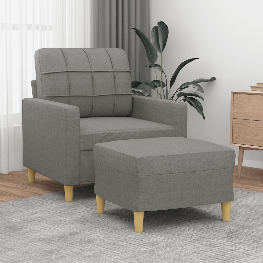 vidaXL Couch Upholstered Sofa with Footstool for Bedroom Living Room Fabric-5