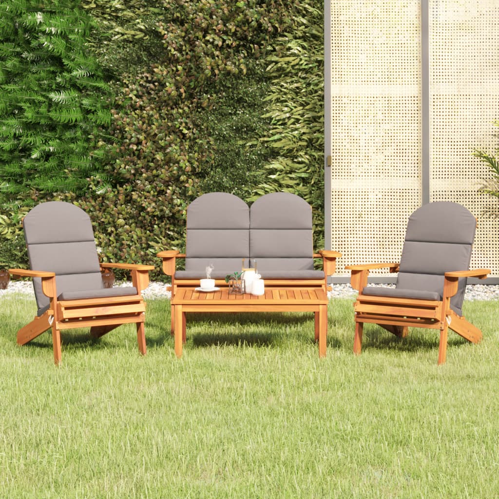 vidaXL 4 Piece Adirondack Patio Lounge Set Solid Wood Acacia-8