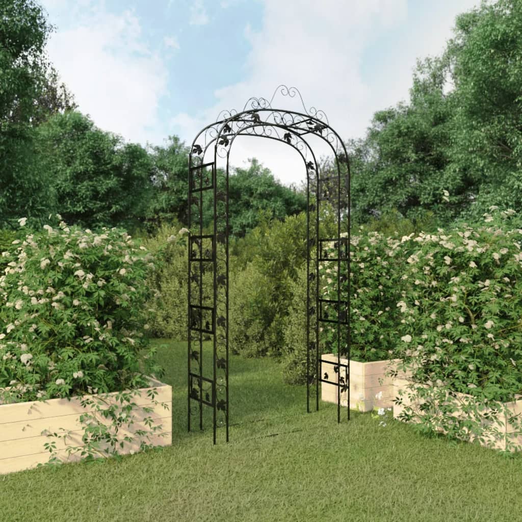 vidaXL Garden Arch Black 45.7"x17.7"x94.5" Steel-0