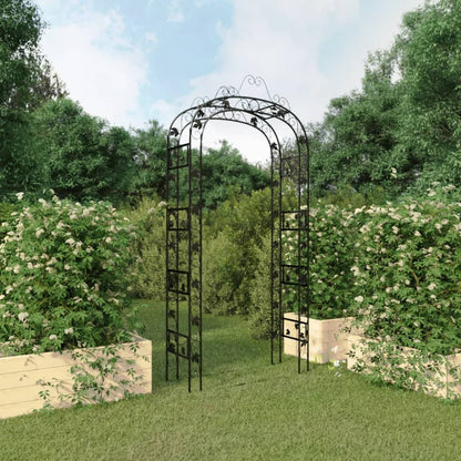 vidaXL Garden Arch Black 45.7"x17.7"x94.5" Steel-0