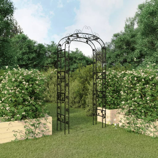 vidaXL Garden Arch Black 45.7"x17.7"x94.5" Steel-0