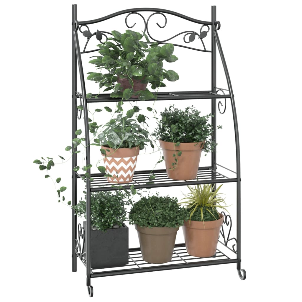 vidaXL Flower Rack Black 22"x11.8"x37.8" Steel-2