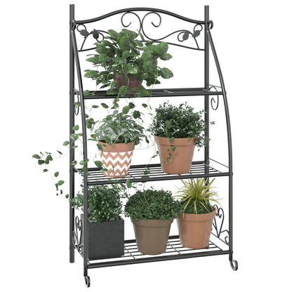 vidaXL Flower Rack Black 22"x11.8"x37.8" Steel-2