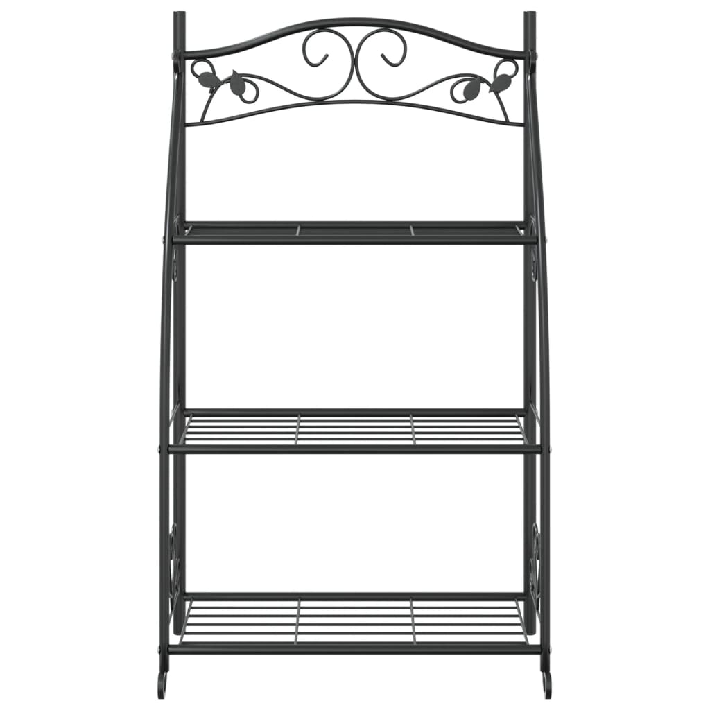 vidaXL Flower Rack Black 22"x11.8"x37.8" Steel-3