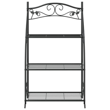 vidaXL Flower Rack Black 22"x11.8"x37.8" Steel-3
