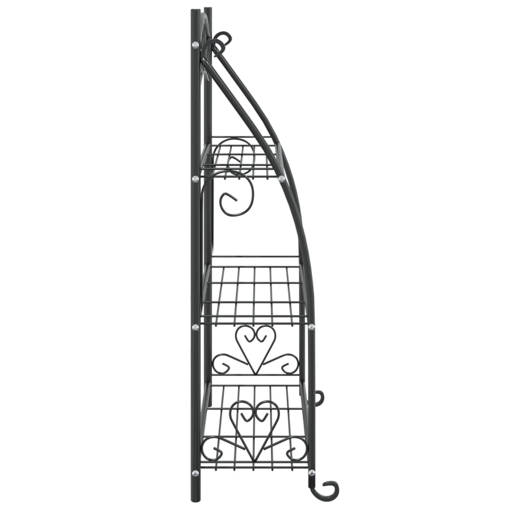 vidaXL Flower Rack Black 22"x11.8"x37.8" Steel-4