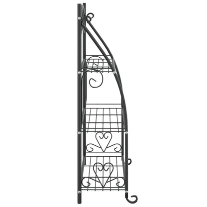 vidaXL Flower Rack Black 22"x11.8"x37.8" Steel-4