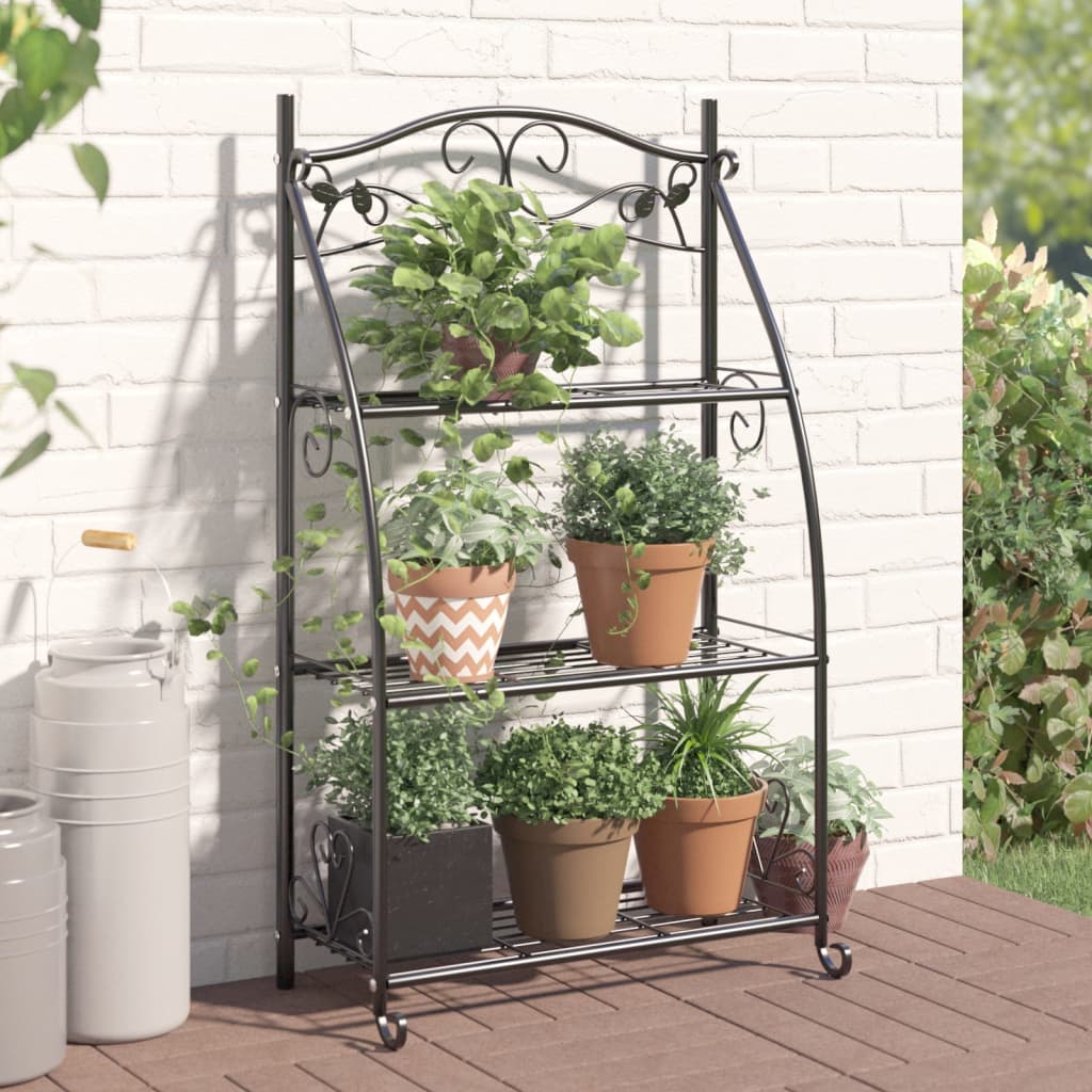 vidaXL Flower Rack Black 22"x11.8"x37.8" Steel-0