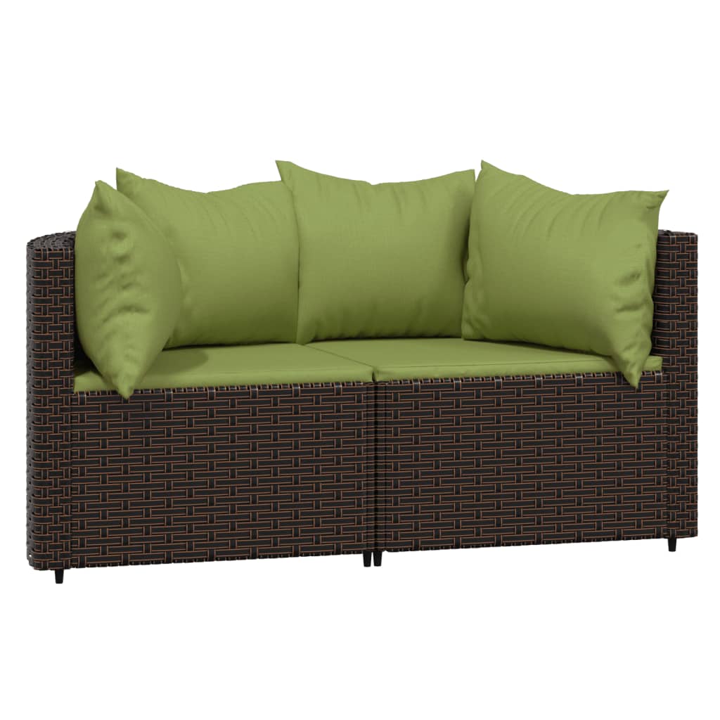 vidaXL 3 Piece Patio Lounge Set with Cushions Brown Poly Rattan-1