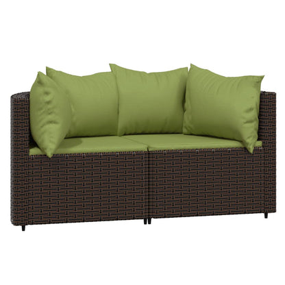 vidaXL 3 Piece Patio Lounge Set with Cushions Brown Poly Rattan-1