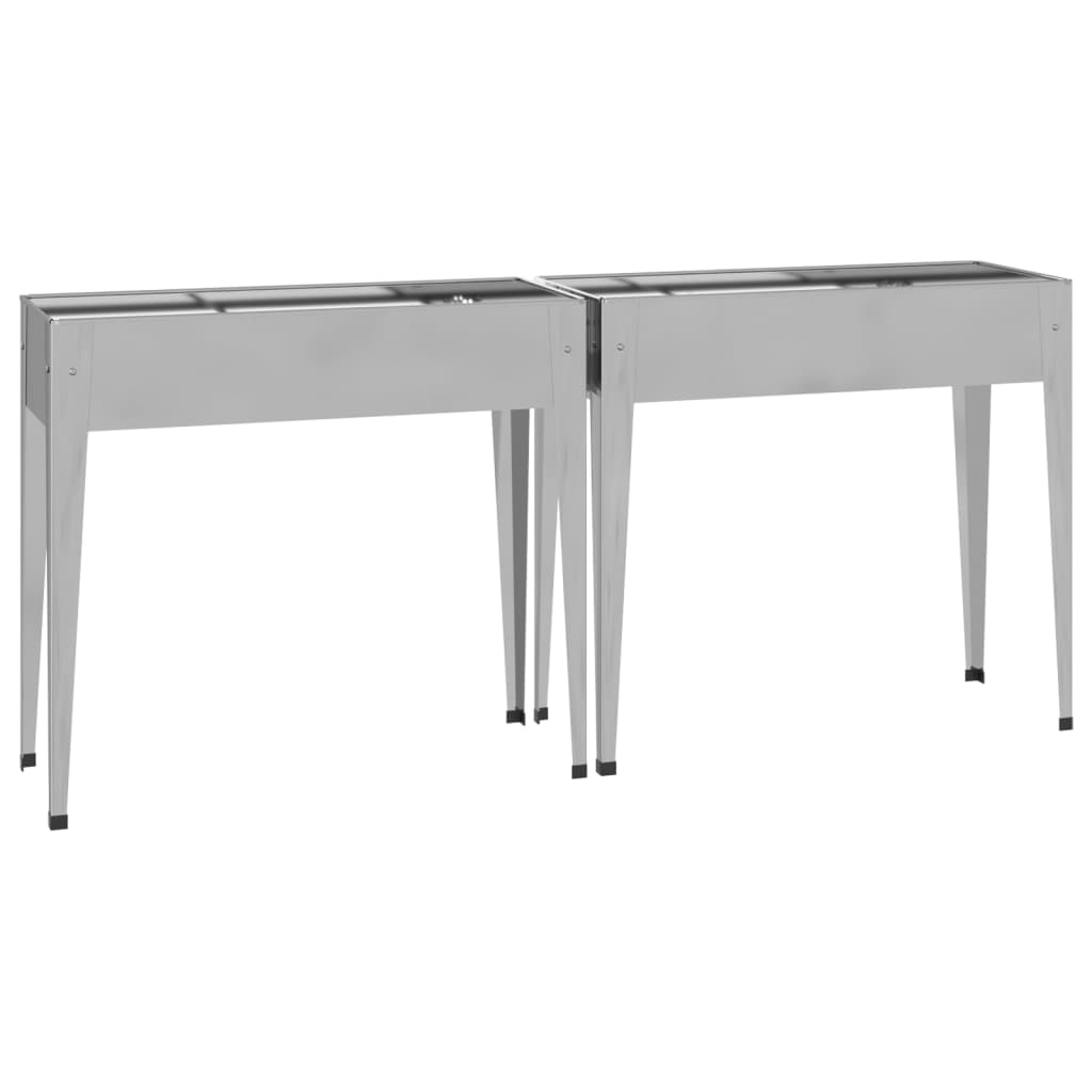 vidaXL Garden Planters 2 pcs Galvanized Steel-2