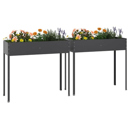 vidaXL Garden Planters 2 pcs Anthracite Galvanized Steel-1