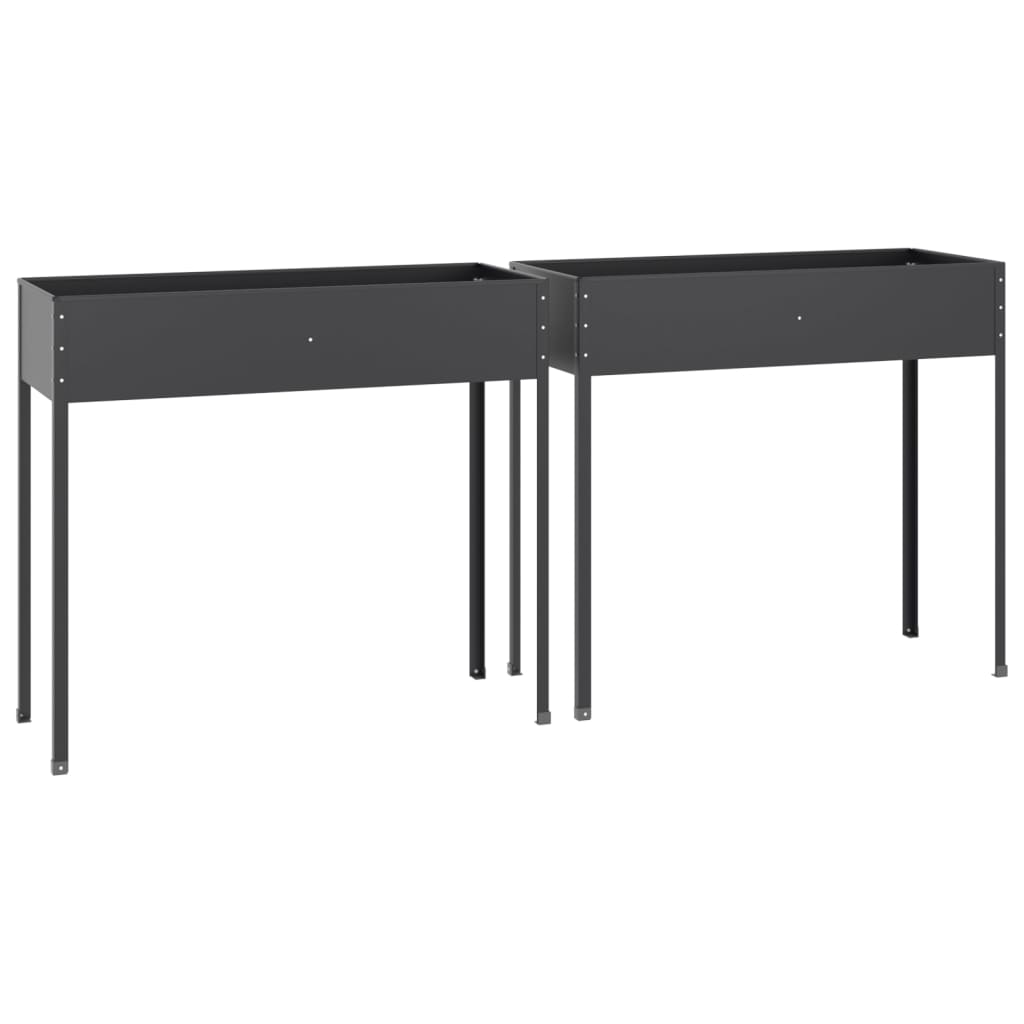 vidaXL Garden Planters 2 pcs Anthracite Galvanized Steel-2