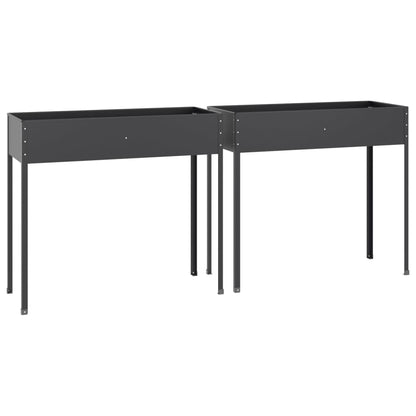 vidaXL Garden Planters 2 pcs Anthracite Galvanized Steel-2