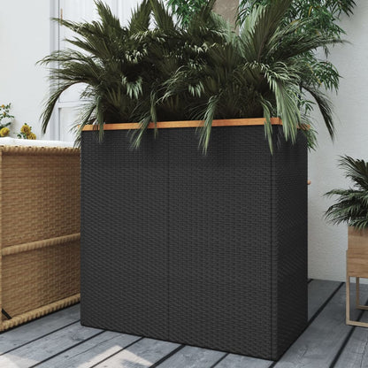 vidaXL Planter Decorative Outdoor Patio Plant Pot Flower Box Black Poly Rattan-2